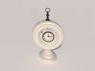 White Decorative Mantel Clock With Round Dial Black Hands And White Base 3d model