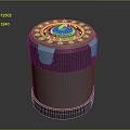 Cylindrical Electronic Device Featuring Metal Casing And Top Panel With Control Buttons 3d model