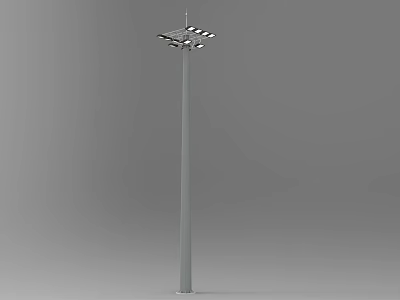 Outdoor Light With Tall Silver Pole And Multiple Lighting Heads For Outdoor Areas 3d model