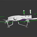 White Multi Rotor Drone Equipment With Green Path Lines And Sensors