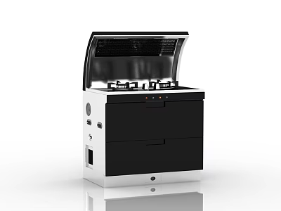 Modern Kitchen Appliance With Gas Cooktop Range Hood And Storage Cabinet 3d model