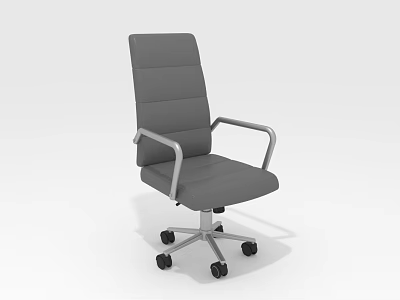 Modern Swivel Office Chair With Gray Upholstered Seat Adjustable Arms And Rolling Casters 3d model