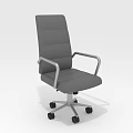 Modern Swivel Office Chair With Gray Upholstered Seat Adjustable Arms And Rolling Casters