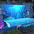 Underwater Themed Stage Design With Coral Seaweed Fish Jellyfish And Rock Formations
