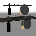 Modern Minimalist Tea Table And Chairs With Black Gold Circular Cylindrical Design