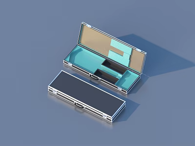 Metal Storage Case With Open Design Blue Padding And Divided Compartments For Daily Necessities 3d model