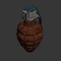 Military Hand Grenade Weapon Design With Green Fuse And Brown Textured Body