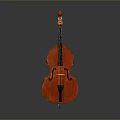 Red Wooden Double Bass with Carved Headstock for Home Living Decor