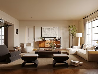 Middle Ancient Style Living Room No Main Lamp Living Room New Chinese Style Living Room Fabric Sofa Coffee Table Combination Leisure Chair Side Cabinet Entrance Cabinet 3d model