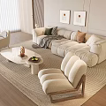 Modern Sofa and Coffee Table Set with Plush Cushions Accent Chairs and Woven Rug