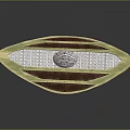 Oval Shaped Decorative Ornament With Gold Brown Stripes And Intricate Central Design