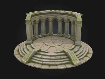 Classical European Architecture Circular Structure With Columns Arches And Stone Steps 3d model