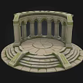 Classical European Architecture Circular Structure With Columns Arches And Stone Steps