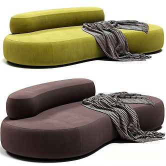 Cream wind shaped sofa flannel sofa 3d model