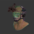 Tactical Helmet Equipped Mannequin Head With Goggles Headphones Microphone and Camera