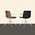 Modern Office Chairs in Brown and Black with Sleek Metal Base Design