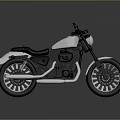 White and Black Cruiser Motorcycle with Leather Seat and Chrome Accents