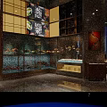 Elegant Modern Restaurant Interior With Dining Tables Chairs Wine Racks And Ambient Lighting