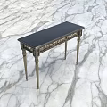 Elegant Classic Vanity Table With Black Marble Top And Ornate Golden Legs