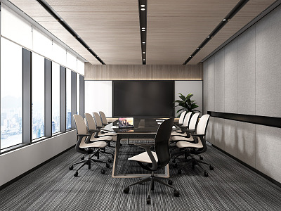 Modern Meeting Room Meeting Table and Chair Office Chair Roller Blind Carpet model