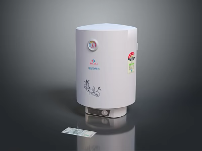 White Storage Water Heater With Modern Design And Instruction Card 3d model