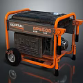 General GP5500 Generator with Orange Frame Black Body and Portable Wheeled Design
