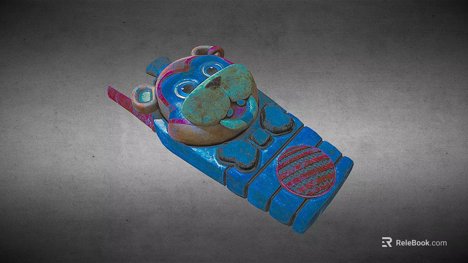Colorful Blue Bear Shaped Electronic Toy Phone With Buttons And Antenna 3d model 