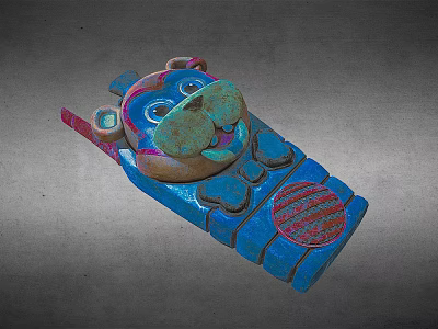 Colorful Blue Bear Shaped Electronic Toy Phone With Buttons And Antenna 3d model