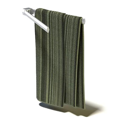 Green Striped Household Towel Hanging on White Towel Rack for Daily Use 3d model