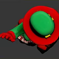 Cartoon Character Waving With Green Hat Red White Scarf Red Skirt And Black Handbag