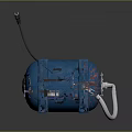 Blue Industrial Air Compressor With Motor Tank And Silver Pipe Parts