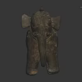Antique Elephant Sculpture with Carved Textured Surface and Saddle Like Decorative Details