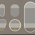 Decorative Wall Mirrors with Oval Round Teardrop Shapes and Gold White Frames 3d model