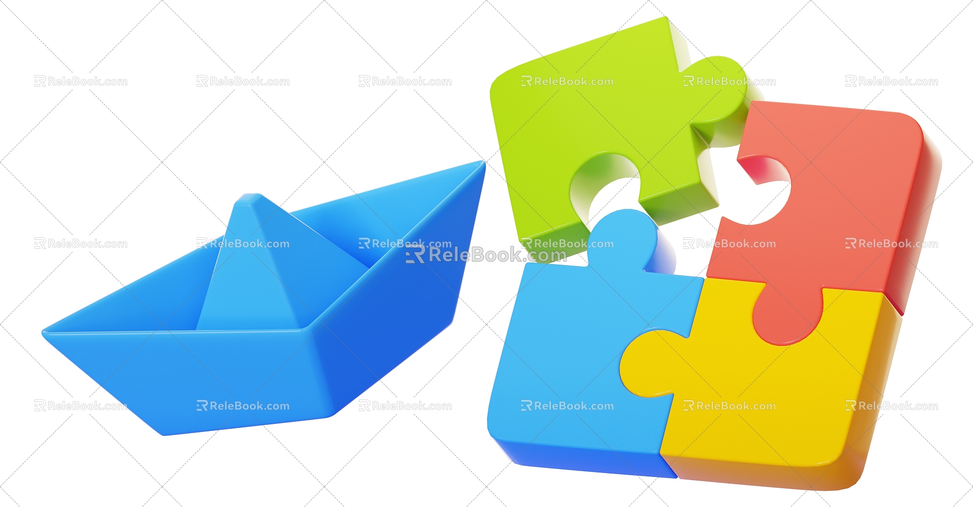 Modern Puzzle Paper Boat Toy Boat Children's Toy 3d model