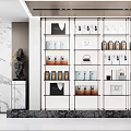Modern Luxury Boutique Store With Marble Wall And Product Display Shelves
