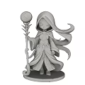 Detailed Wizard Statue With Flowing Cloak Holding Orb Staff 3d model