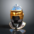 Ancient Medieval Weapon Armor Helmet With Gold And Silver Metallic Decorative Finish