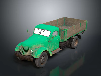 Vintage Green Truck With Open Cargo Bed And Worn Exterior Appearance 3d model
