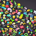 Colorful Assorted Children's Toys With Vehicles Blocks Animals Letters And Airplanes