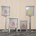 Public Facility Metal Electrical Distribution Boxes Featuring Warning Signs Setup 3d model