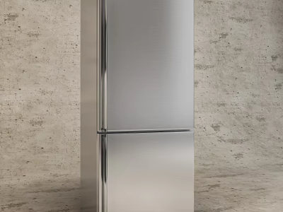 Stainless Steel Double Door Refrigerator Freezer Modern Kitchen Appliance Design 3d model