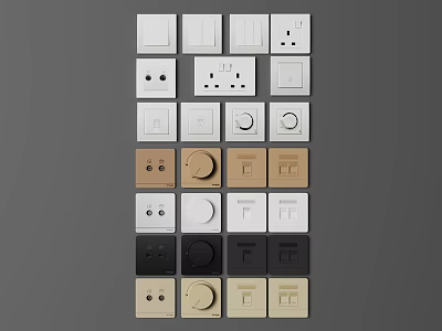 Modern Switch Panels in Various Colors Styles and Designs for Home Decoration 3d model