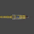 Golden Black Sci Fi Weapon With Metallic Blade Sharp Spikes And Futuristic Design