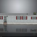 White Mobile Home Exterior Design With Red Shutters Silver Roof And Steps