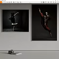 Figure Paintings Featuring Dancers in Black and White and Colorful Dancing Poses for Wall Decor