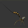 Wasp Shaped Toy Figurine With Yellow Black Body Transparent Wings Yellow Legs And Reflection