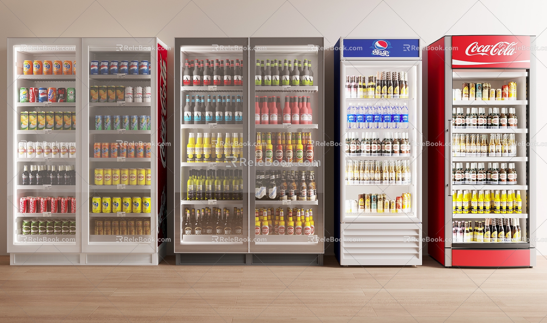 Freezer Refrigerator Beverage Cabinet 3d model