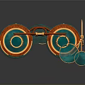 Steampunk Weapon Goggles With Red And Green Accents Metal Decorations And Antenna Like Structures