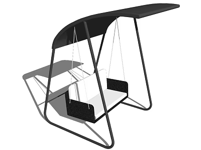 Outdoor Playground Swing With Black Frame Canopy And Two Seats 3d model
