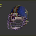 High Quality Blue Football Helmet With Red Stripe And Team Logo Design